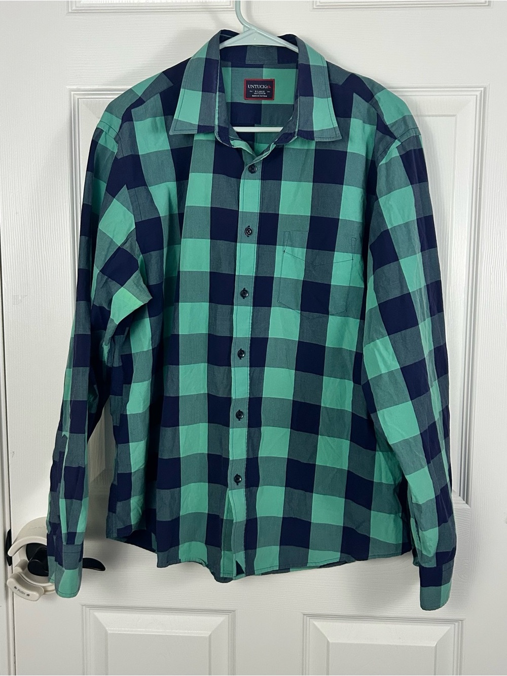 UNTUCKit Long Sleeve Plaid Button Down Shirt Men’s XL Easter Green Blue